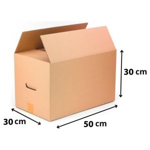 Cajas de cartón con asas para mudanzas, almacenaje y transporte  50x30x30 cm